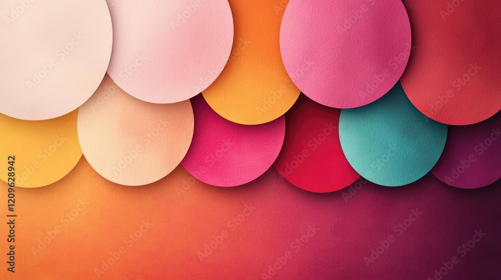 Wall mural retro watercolor idea. vibrant circular shapes create an eye-catching abstract background with color