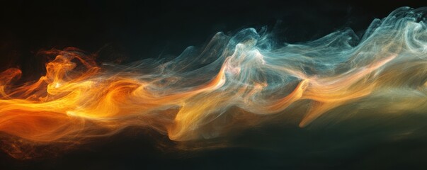 Abstract colorful smoke swirling in a dark background, dynamic energy.