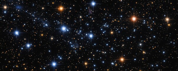 Fototapeta premium A panoramic view of a starlit night sky, with countless stars twinkling and the Milky Way stretching across the heavens.