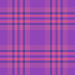 Square textile fabric background, decor vector texture plaid. Flannel pattern check tartan seamless in purple and pink colors.