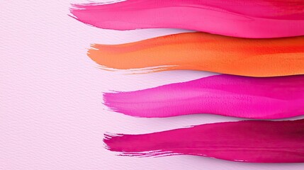 Retro watercolor idea. Vibrant paint strokes in shades of pink and orange on a soft background for creative projects.