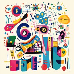 Abstract Colorful Shapes Composition Modern Art Design