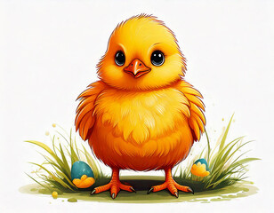 easter chick as a cartoon figure digital drawing 