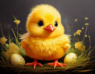 easter chick as a cartoon figure digital drawing 