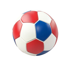 Red white and blue soccer ball isolated on white background