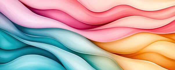 Obraz premium Retro watercolor idea. Colorful abstract waves create a vibrant and dynamic visual experience.