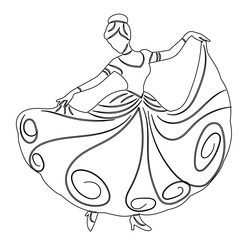 princess dancing sketch on white background vector