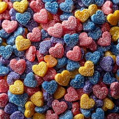 Background of confectionery sprinkles in the form of hearts