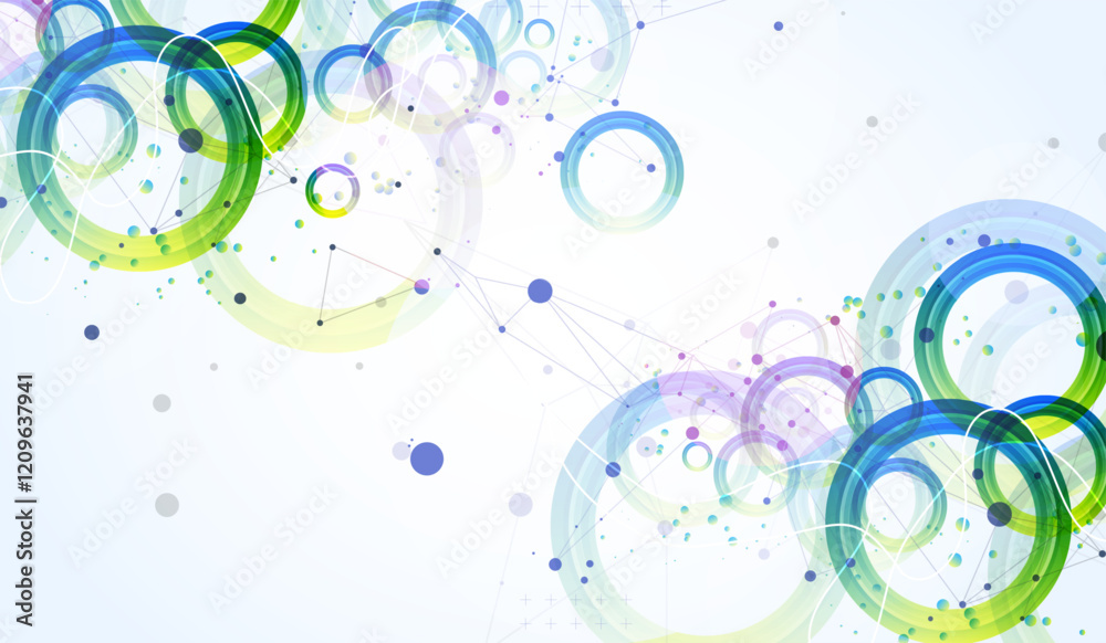 Aufkleber Abstract background with gradient circles. Scientific, futuristic theme with plexus effect.