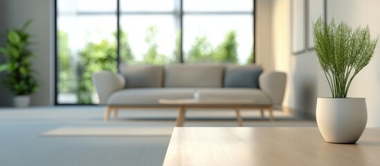 Sleek modern office interior with blurred background highlighting contemporary furniture and design elements for stylish interior photography