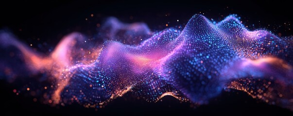 Obraz premium Abstract digital composition of glowing circuits and nodes, tech innovation.