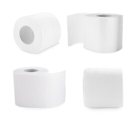 Toilet paper rolls isolated on white, set