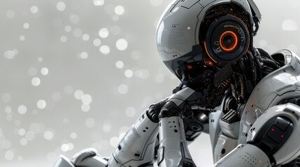 Fototapeta premium Ai robot thinking, side view, isolated on transparent background.