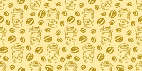 coffee paper cup pattern background. vintage take away paper coffee cup pattern background. cafe pattern background. Take away coffee cup pattern background. paper coffee cups background.