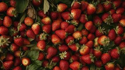 Abundant ripe strawberries on lush green foliage creating a vibrant natural scene in high definition for fresh produce concepts