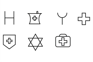 set of icons for designinspection place, hospital icon