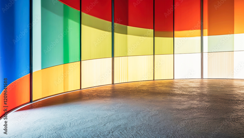 Wall mural abstract design with gradient colored shapes