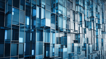 Blue abstract elements in a 3D composition