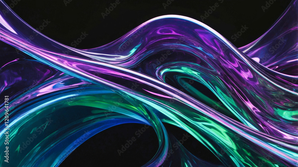 Wall mural abstract structure of smooth translucent curved shapes