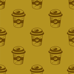 coffee paper cup pattern background. vintage take away paper coffee cup pattern background. cafe pattern background. Take away coffee cup pattern background. paper coffee cups background.