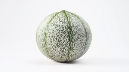 Fresh ripe melon with textured rind isolated on a clean white background showcasing its natural patterns and colors for culinary uses