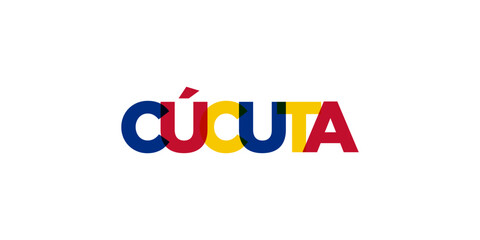 Cucuta in the Colombia emblem. The design features a geometric style, vector illustration with bold typography in a modern font. The graphic slogan lettering.