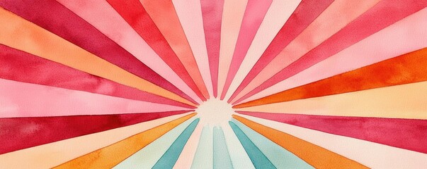 Starburst watercolor concept. Colorful rays radiate outward in a vibrant watercolor design for artistic use.