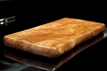 Rectangular olive wood cutting board with natural grain.