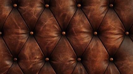 Fototapeta premium Elegant Textured Brown Leather Upholstery with Exquisite Detailing and Rich Color Depth for Interior Design and Furniture Applications