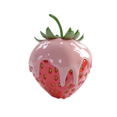 Strawberry covered in pink glaze delicious dessert sweet treat
