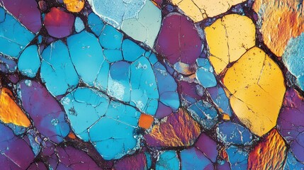 Rhodalbe Microscopy Colorful Microscopic Photomicrograph of Mineral Samples with Vibrant Textures and Patterns