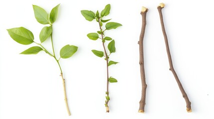 Medicinal Plants Display Featuring Rhizoma Polygonati Smilax with Leaves and Tubers on White Background for Natural Remedies