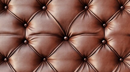 Naklejka premium Elegant tufted leather upholstery in rich brown tones creating a luxurious seamless background for interior design and decoration projects
