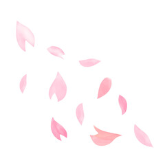流れるように散る桜の花びらの手描き水彩イラスト