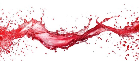 Red wine splash in vibrant crimson against a clean white backdrop showcasing dynamic movement ideal for beverage promotions and elegant designs