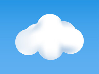 White colour cloud shining in Blue sky background. Cloud icon, cloud shape. Different shapes clouds gradient and 3d design. Design for element for logo, web and print.