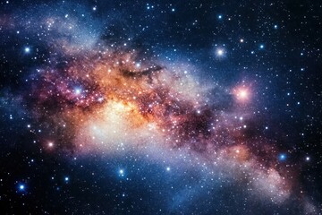 Vibrant view of a colorful galaxy filled with stars, nebulae, and cosmic dust, showcasing the vastness and beauty of the universe