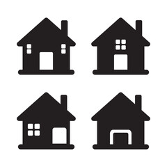 Fototapeta premium home, house set vector illustration silhouette