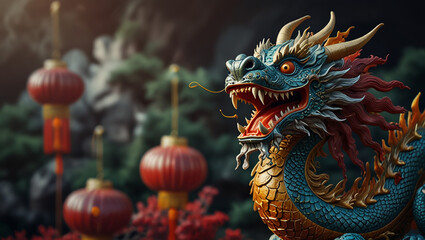 Fototapeta premium Chinese dragon illustration