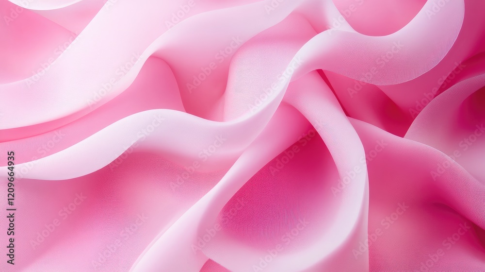 Aufkleber Delicate Pink Fabric Waves with Soft Blurring Creating a Serene and Gentle Background Texture for Design Projects