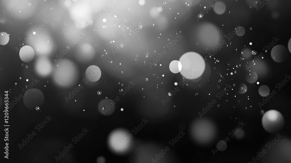 Poster silver glitter background with soft bokeh lights creating an elegant abstract blur effect for stylis