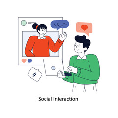 Social Interaction Flat Style Design Vector illustration. Stock illustration