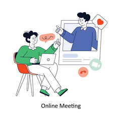 Online Meeting Flat Style Design Vector illustration. Stock illustration