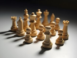 Classic Wooden Chess Pieces Set Close Up
