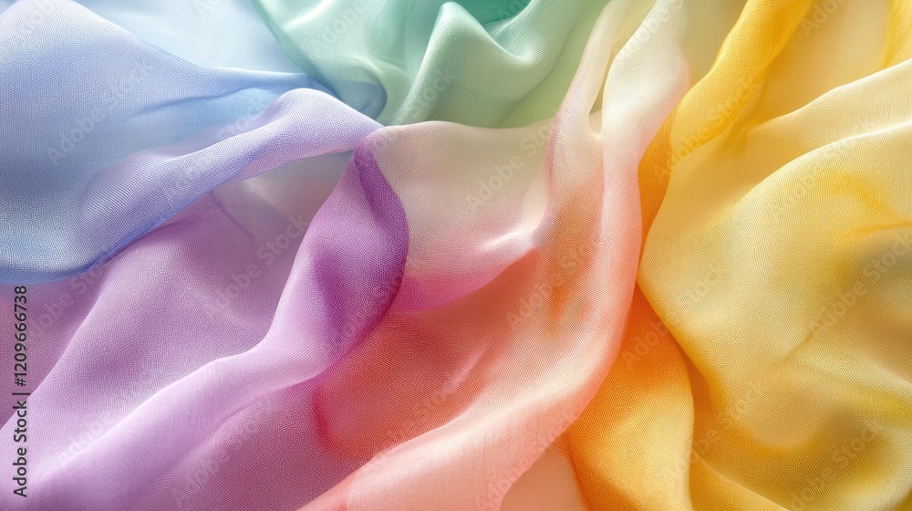 Aufkleber Delicate pastel sheer fabrics creating a soft and colorful texture background for design and creative projects