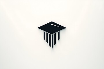 Obraz premium Minimalist Graduation Cap Icon on White Background