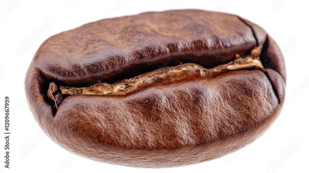 Poster single roasted coffee bean on clean white background showcasing texture and rich color ideal for cof