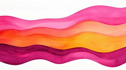 Sunset watercolor concept. Colorful abstract waves in pink, orange, and yellow create a vibrant artistic background.