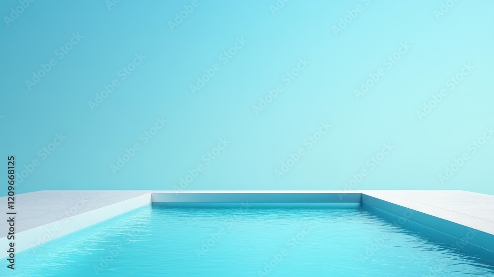 Aufkleber modern swimming pool mockup with clear blue water against a soft blue background creating a tranquil