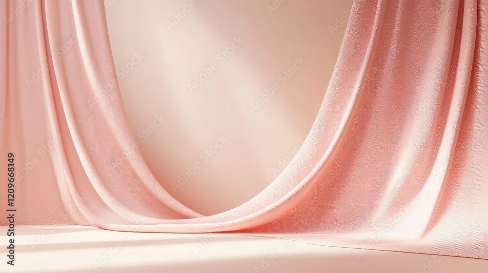 Poster Soft Draped Fabric Background Creating Elegant Space for Interior Design Showcase